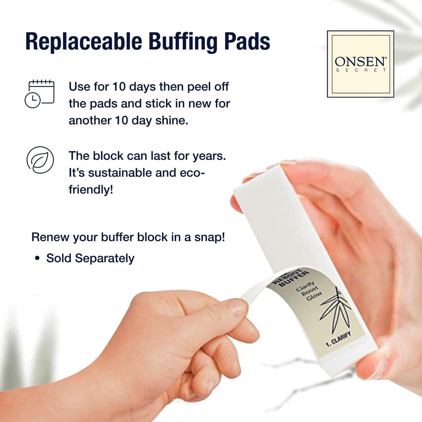 Professional Nail Buffer Block | Ultimate Shine Nail Buffing Block & 2 Extra Pads | 3-Way Buffing, Smooth & Shine After Filing | Purse Size Manicure Tools for Nail Care | 2 Pack by Onsen