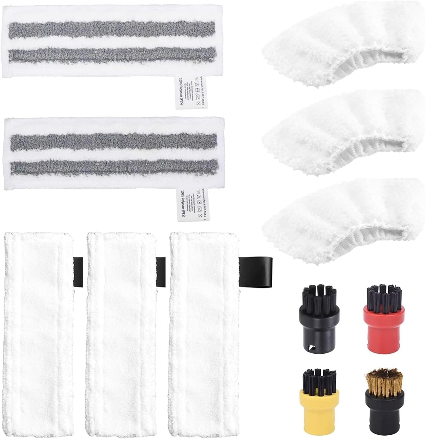 Pack of 12 Accessories for KÃ¤rcher Steam Cleaner Easyfix SC2 SC3 SC4 SC5, Microfibre Cloth Set and Floor Nozzle Round Brushes Compatible with KÃ¤rcher Steam Cleaners New Pack