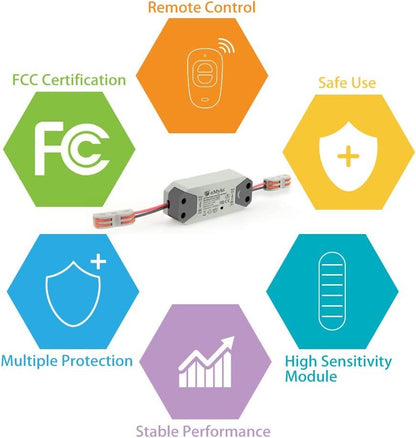 eMylo Smart Wireless Relay Switch DC 12V RF Relay Module One 1-Channel Remote Control Switch 5V-24V RF Switch Home Automation 433Mhz with Two Transmitters 1 Pack