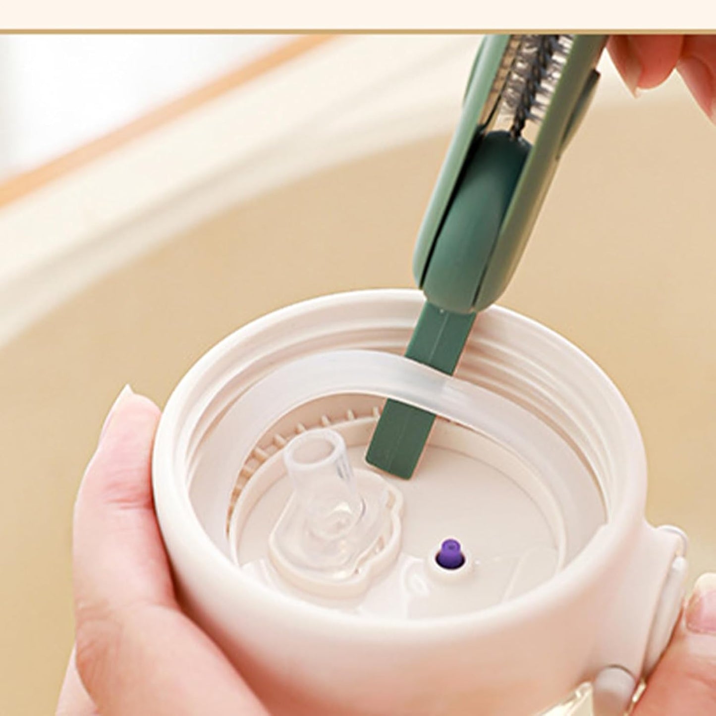 Cup Lid Cleaning Brush, Water Bottle Scrubber, 12,6 x 2,36 in Multifunctional Kitchen Tool, Groove Cleaner, Essential Washing Brush for Tumbler, Bottle, Cups
