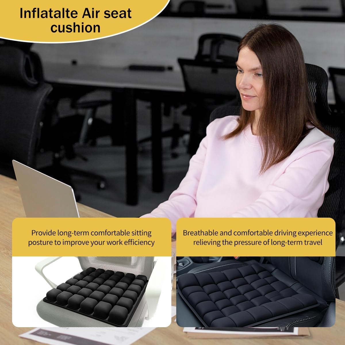 Travel Cushion,Portable Travel Cushion,3D Air Cell Seat Cushion,with 36 Air Bags,for Pressure Relief,Tailbone Protection,Suitable for Airplanes,Wheelchairs,Car Sets,Office Chairs