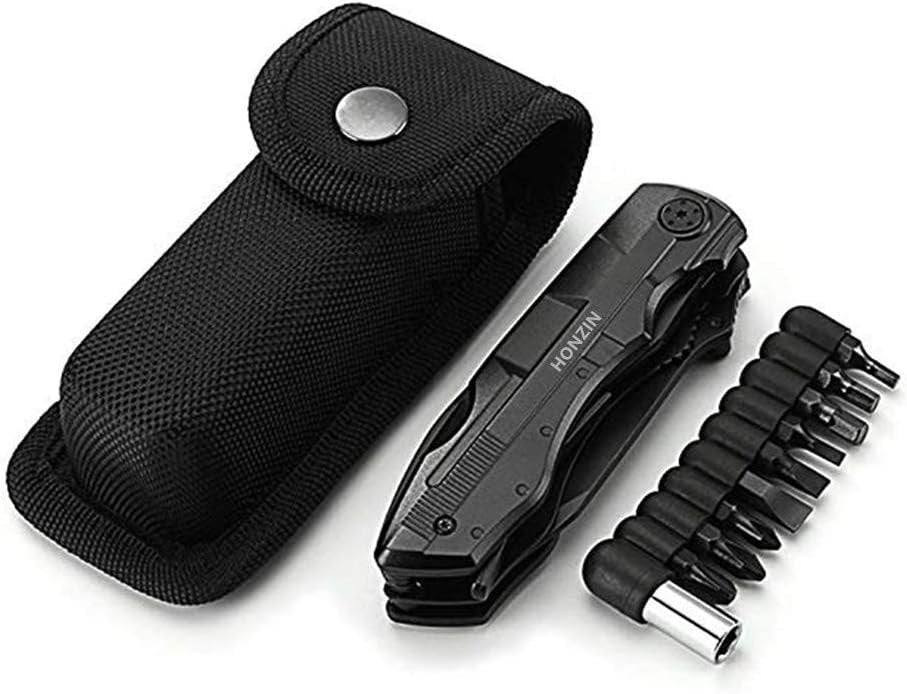 HONZIN Multitool Pliers 16 in 1 Multitool Pocket Knife with Nylon Sheath Black Multi Tool for Camping Outdoor Survival
