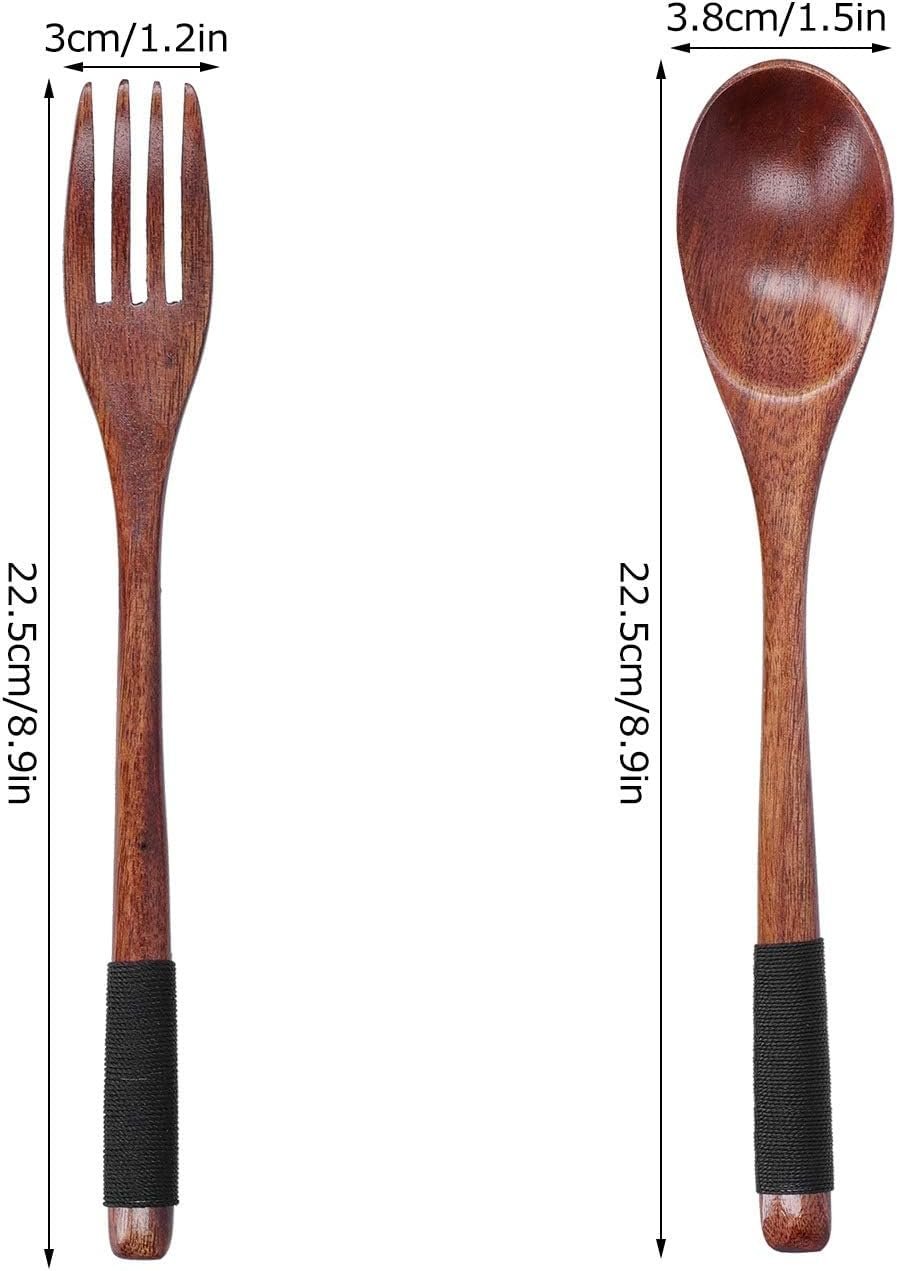 Wooden Utensil Set for Eating, Wooden Spoons Forks Set Wooden Cutlery Set Reusable Tableware Cutlery Set Travel Utensils Japanese Wooden Utensil Set for Office Camping Traveling