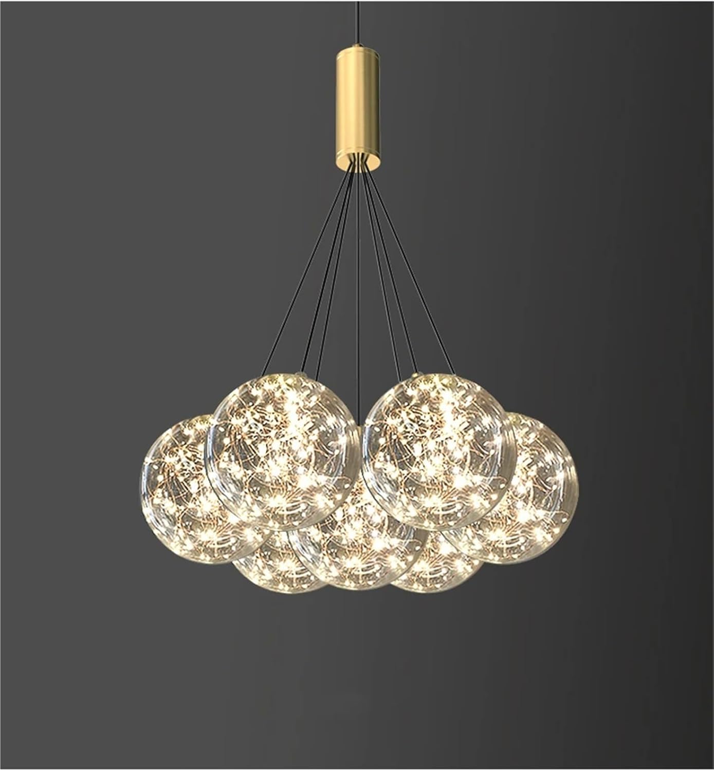Clear Glass Bubble Ball Chandelier Modern Restaurant Indoor Starlight Kitchen Bedroom Foyer Hanglamp Romantic Star Lighting