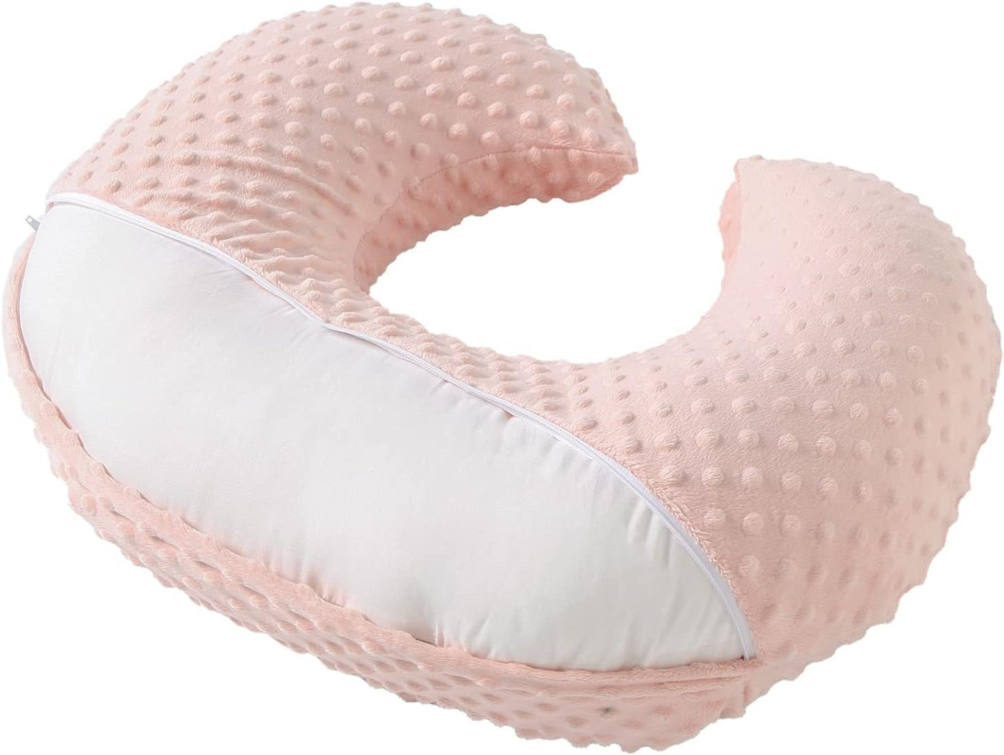 Nursing Pillow and Positioner with Cover for Breastfeeding and Bottle Feeding, Propping Baby, Tummy Time, Baby Sitting Support, Awake-Time Support (Light Pink, 22" x 17.7" x 5.9")
