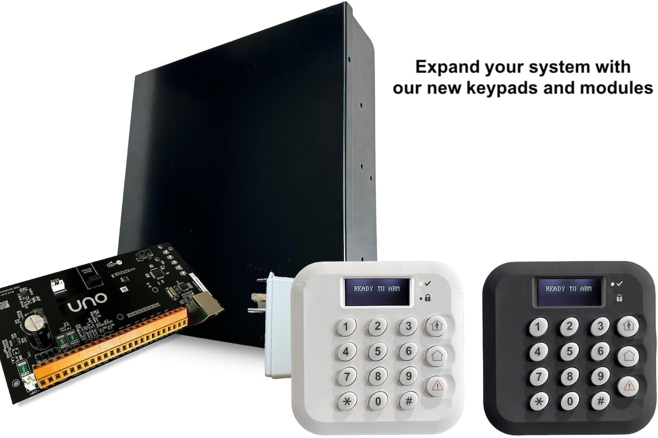EyezOn UNO IP Hybrid Professional Grade Alarm Panel. Supports 128 Zones/Users/FOBs. Home Automation Interface. LTE and RF Options.