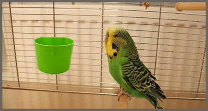 ORIBUKI 10 Pack Cage Cups Birds Feeders Seed Bowl Chicken Feeding Watering Dish Rabbit Water Food Hanging Wire Cages Box 8oz Coop Cups for Pet Parrot Parakeet Gamefowl Poultry Pigeon (Green)