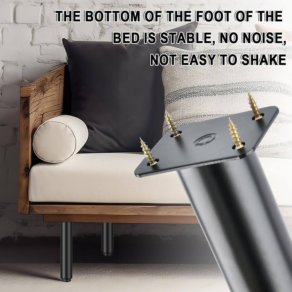 USENG Set of 4 Adjustable Sofa Legs (20 ~ 37 cm) Height Adjustable Table Legs for Furniture Adjustable Feet Metal Feet Retractable Legs Furniture Base Legs Adjustable Bed Feet Black