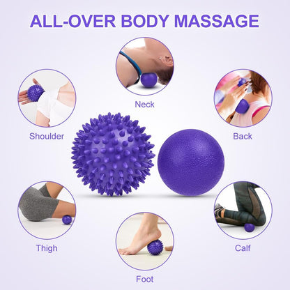URAQT Massage Balls, 2 Pieces Lacrosse Ball Massage Ball Muscle Massage Ball for Self-Massage, Massage Balls Set of Massage Balls for Muscle Recovery (Purple)