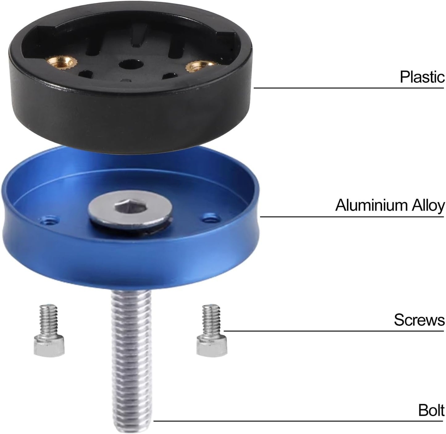 Aluminium Bicycle Mount Compatible with Garmin Edge 530 540 520 510 500 200 130 25 20 840 830 820 810 800 1000 1030 1040 Plus Explore 2 GPS Handlebar Mount for Computer Racing Bike - Blue