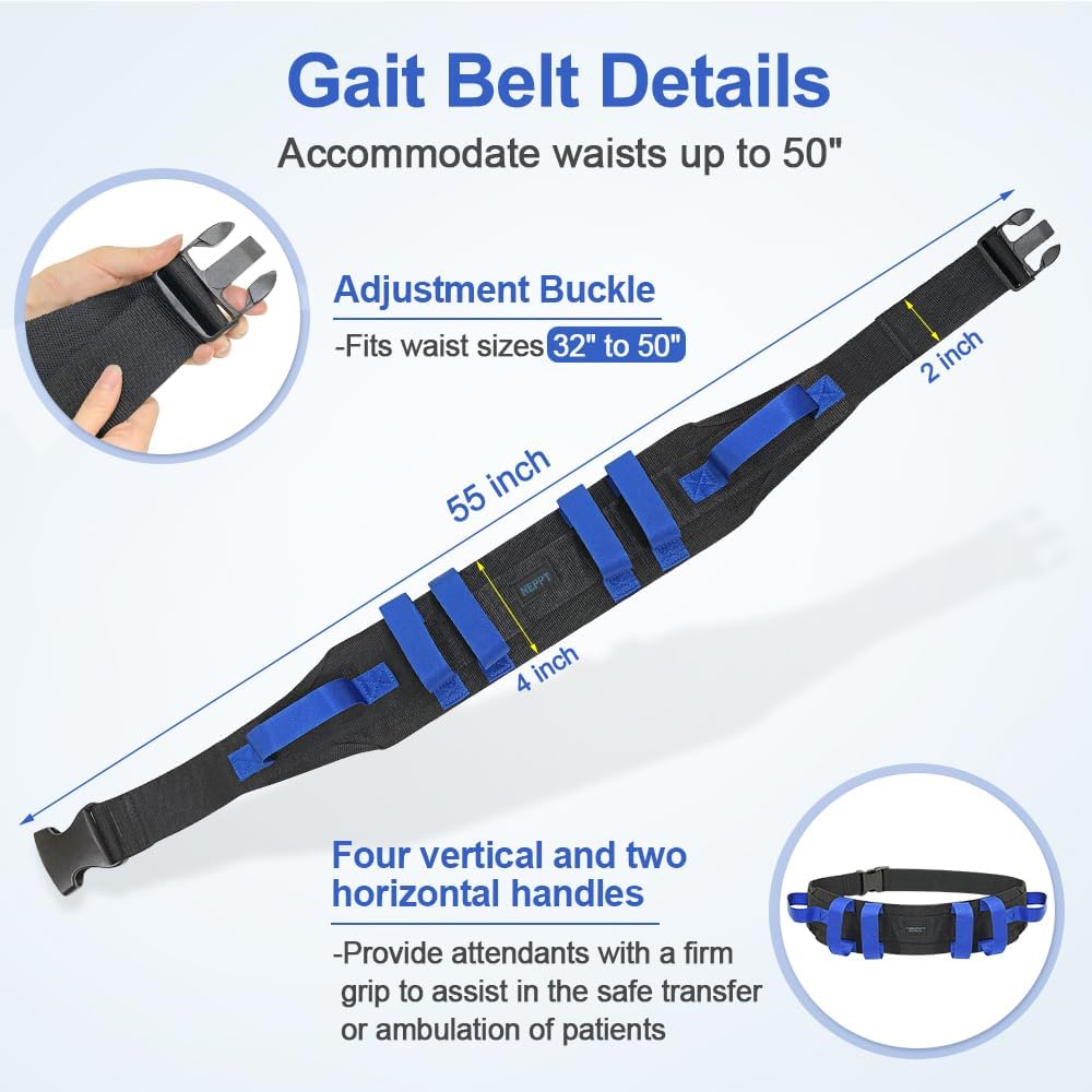 Gait Belts Transfer Belts for Seniors Physical Therapy with Handles Safety Gait Belt for Lifting Elderly Fall Prevention Devices Medical Walking Belt for Home Care, Patients Standing Assist