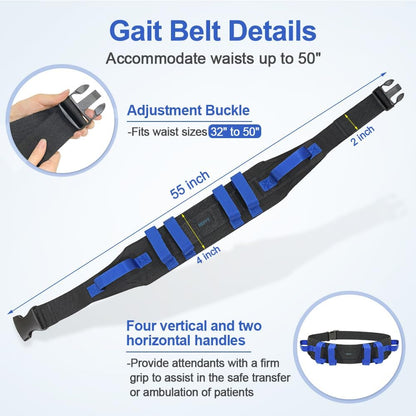 Gait Belts Transfer Belts for Seniors Physical Therapy with Handles Safety Gait Belt for Lifting Elderly Fall Prevention Devices Medical Walking Belt for Home Care, Patients Standing Assist
