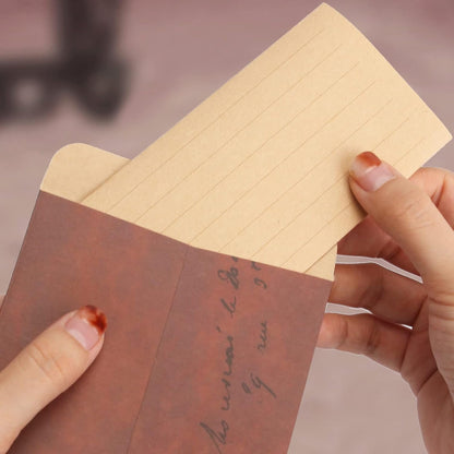 Envelope Letter Paper Set, 50 Pieces Letter Paper and Envelopes, Vintage Writing Paper Set with 18 Red Brown Envelopes, 18 Wax Seal Stickers