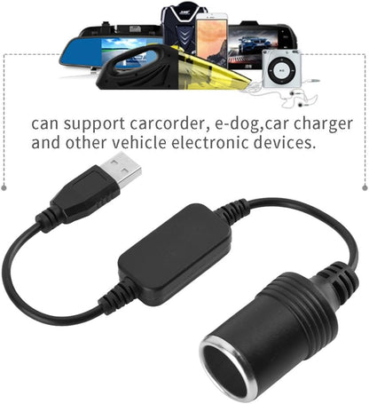 USB to 12V Port Adapter, Car Cigarette Lighter to USB Adapter, Car Cigarette Lighter Socket for Driving Recorder, Electronic Dog, Car Charger