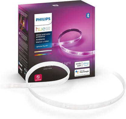 Philips Hue White & Colour Ambiance Lightstrip Plus V4 Extension, 3ft/1m (No Plug), LED Strip Lights, Colour Changing, Bluetooth & Zigbee Compatible, Voice Activated with Alexa, Music Sync