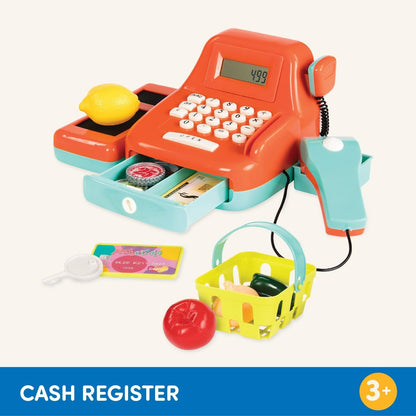Battat Cash Register Toy Playset – Pretend Play Kids Calculator Cash Register with Accessories for 3+ (26-Pieces) (BT2666Z)