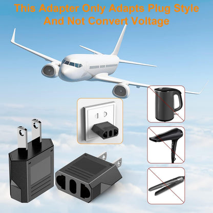 European to America/Canada Travel Plug Adapter, 5 Pack Universal Converter for European to American/Canada Power Outlets