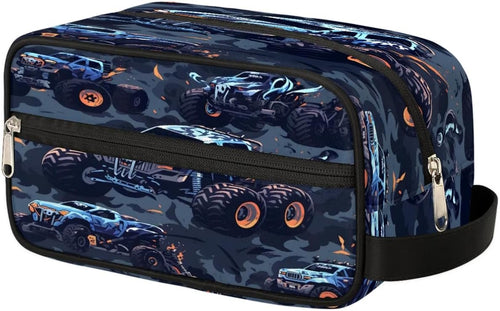 Monster Truck Car Hanging Toiletry Bag,Travel Hygiene Kits for Boys Mens,Waterproof Makeup Carry-on Bags,Cosmetic Bag,TSA Approved Shave Dopp Kit for Toiletries Shower Bathroom Accessories Gifts,