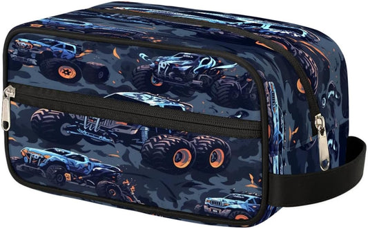 Monster Truck Car Hanging Toiletry Bag,Travel Hygiene Kits for Boys Mens,Waterproof Makeup Carry-on Bags,Cosmetic Bag,TSA Approved Shave Dopp Kit for Toiletries Shower Bathroom Accessories Gifts,