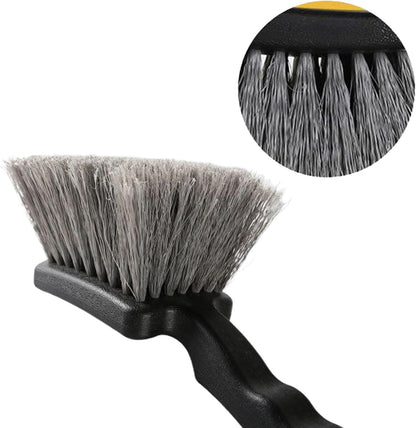 Tire Cleaning Brush, Car Detailing Tool, 9.45 Inches Long Bristle Scrubber, Convenient No Scratch Washing Accessory for Auto Truck Motorcycle Floor Mat Rim Maintenance Tasks