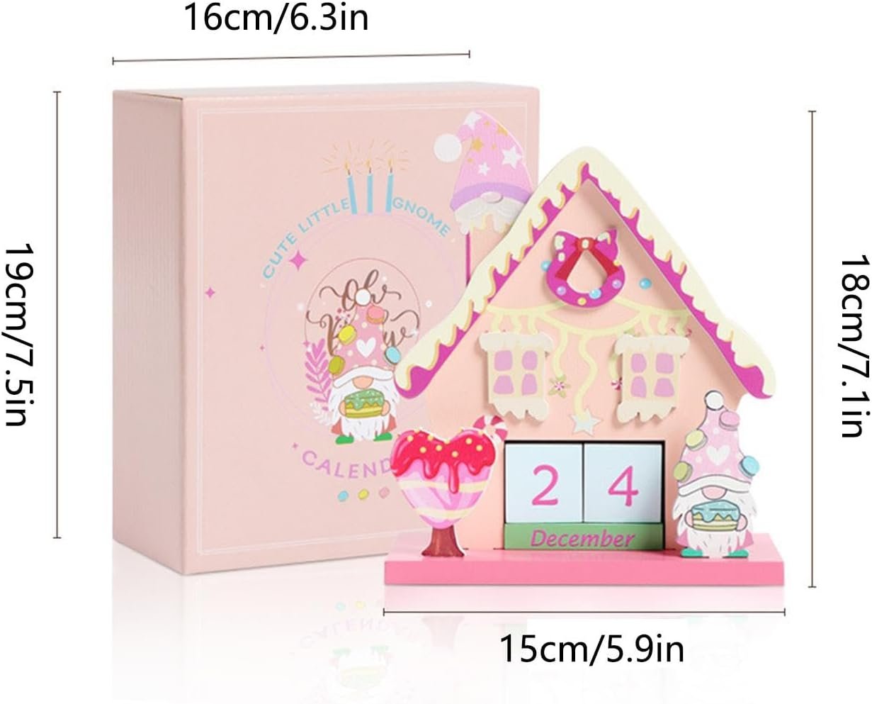 Calendario 'Avvento natalizio, decorazione per il conto alla rovescia dei giorni fino a Natale, decorazione natalizia con gnomo, centrotavola per la casa, per il tavolo, il caminetto