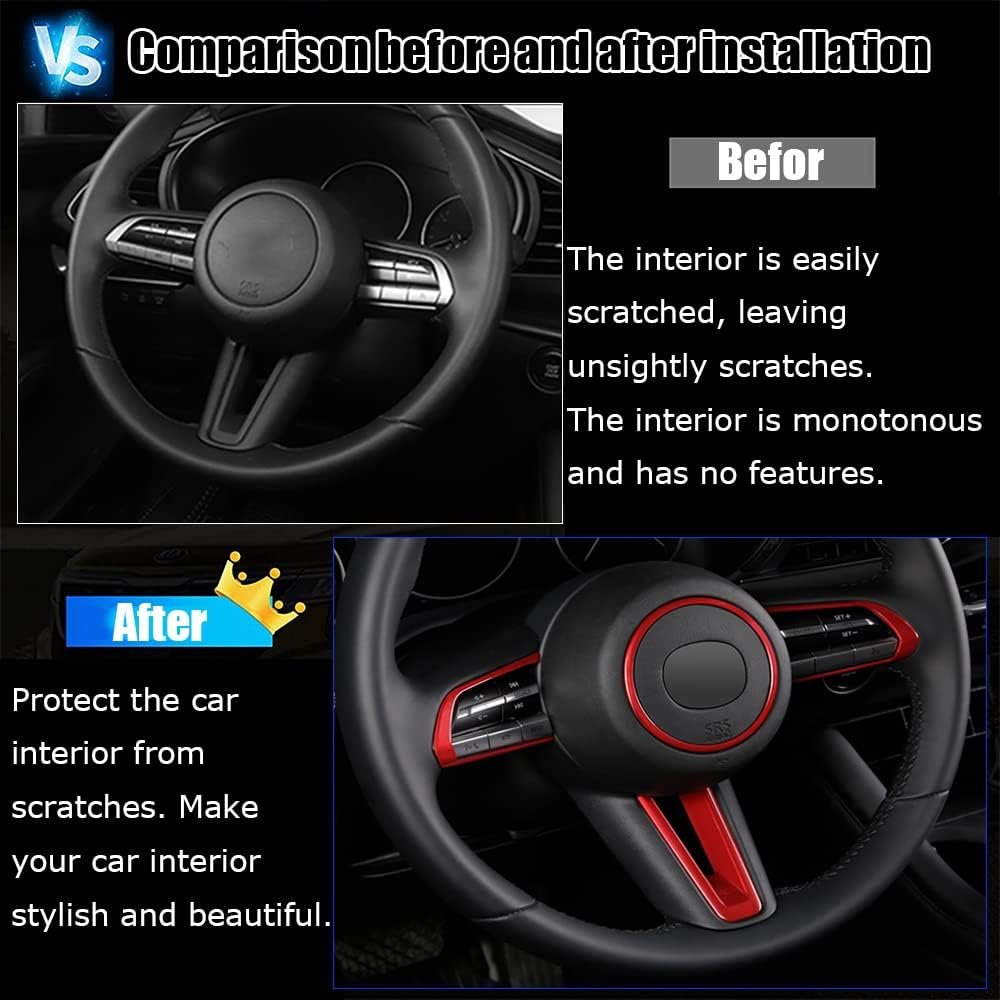 Kakash Custom Interior Accessories for Mazda 3 2019 2020 2021 2022 2023 CX-30 CX-50 MX-30 ABS Auto Steering Wheel Buttons Sequins Cover Trim Decoration Panel Moulding 4Pcs/Set(Carbon Fiber Style)