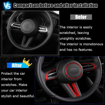 Kakash Custom Interior Accessories for Mazda 3 2019 2020 2021 2022 2023 CX-30 CX-50 MX-30 ABS Auto Steering Wheel Buttons Sequins Cover Trim Decoration Panel Moulding 4Pcs/Set(Carbon Fiber Style)