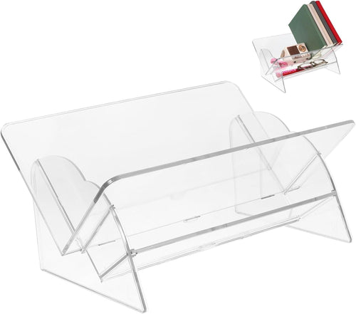 ARTIBETTER Compact Desktop Organizer Shelf Modern Transparent Bookshelf for Desk Storage Multi Functional Book Display Rack Easy Assembly Book Holder for Workspace Organization