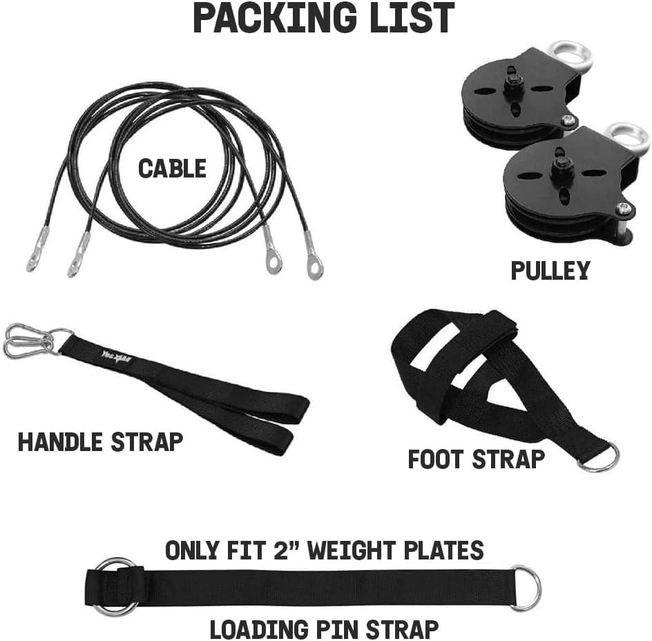 Yes4All Weight Plate Loading Pin 1 inch and 2 inch, Fitness LAT Cable Pulley System Gym, Heavy Duty Gym Equipment for Home with Tricep Rope Cable Attachment