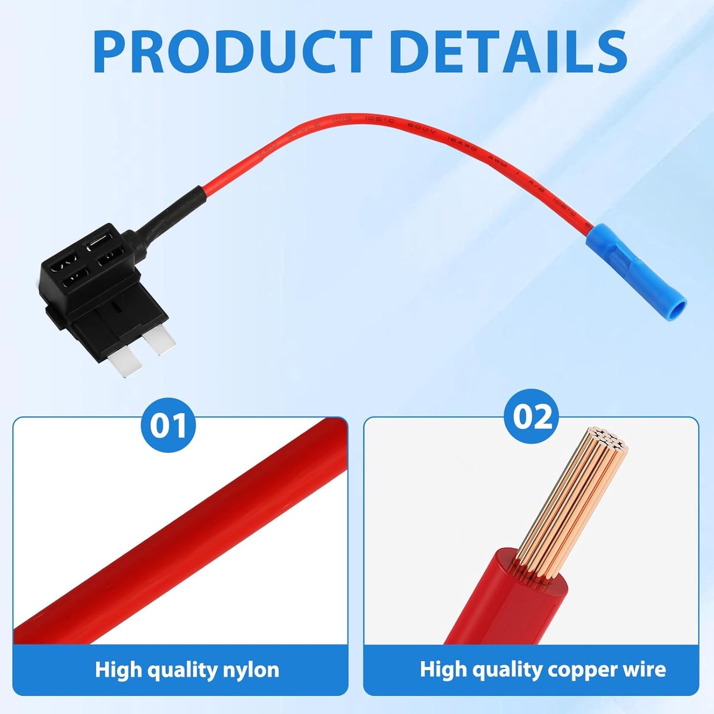 12 x 12 V-24 V ACS Small Additional Circuit Fuse Adapter with Wiring, Small Fuse Holder (5A/10A/15A) for Car, Truck, Boat