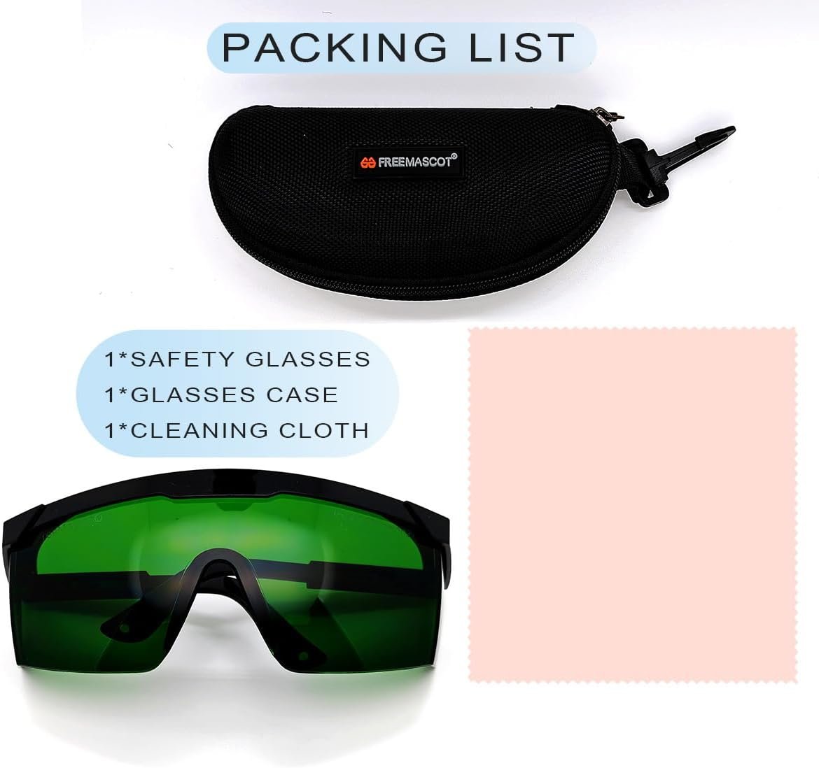 FreeMascot IPL 200nm-2000nm Laser Safety Glasses for Laser Hair Removal Treatment and Laser Cosmetology Operator Eye Protection with Case (Green)