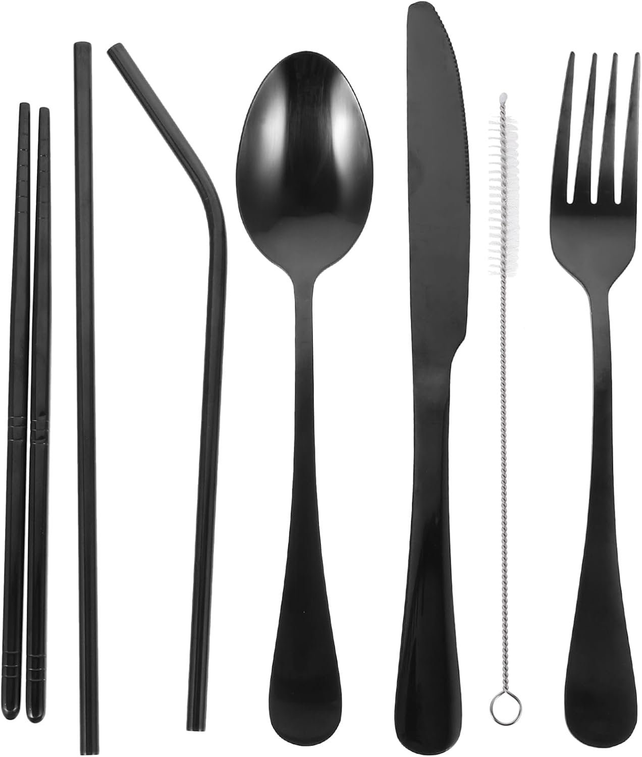 PRETYZOOM 2 Set Gadget stoviglie cannucce di Cucchiaio divisori per cassetti Bacchette Coltelli forchette cucchiai Posate Utensili da Cucina Acciaio Inossidabile Black