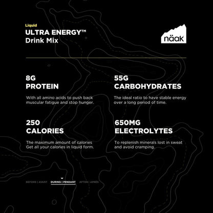 NÄAK Drink Mixes Ultra Energy™, 10 servings, 720g | Sport hydration Mix, electrolytes, BCAAs developed for athletes and performance | Vegan, Plant-Based Protein, Non GMO, gluten free (Lime)
