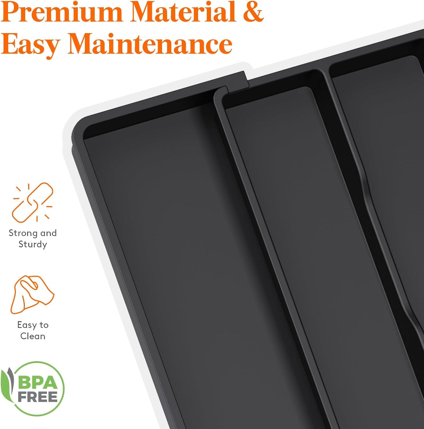Lifewit Utensil Drawer Organiser,Expandable Large Cutlery Tray for Kitchen,kitchen storage & organisation,Silverware Flatware Holder, Plastic Kitchen Spatula Tools and Gadgets Storage Divider, Black
