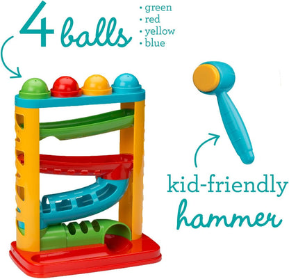 Infantino Bop & Drop Ball Tower - STEAM Educational Play, Hand-Eye Coordination Skills, and Cause and Effect Play for Babies & Toddlers, 12M+