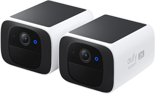 eufy Security S220 SoloCam Solar Security Camera Outdoor Wireless, Continuous Power, 2K Resolution Home Security Camera, 2.4 GHz Wi-Fi, No Monthly Fee, HomeBase 3 Compatible (2-pack)
