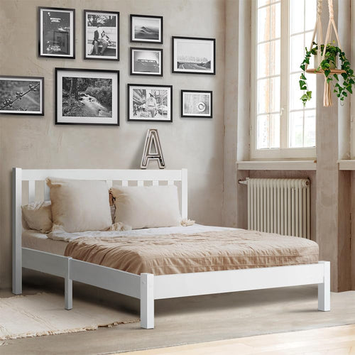 Artiss Double Bed Frame Platform Wooden Timber Frames Beds Base Bedroom Room Decor Home Furniture for Kids, Toddler and Adult with 6 Wood Legs, Modern Design