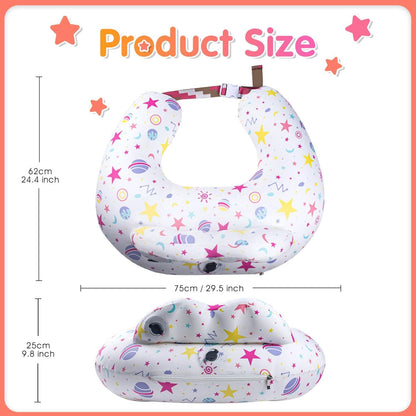 Portabuddy Travel Anywhere Inflatable Nursing Pillow for Breastfeeding Breast Feeding Pillow for Mom & Baby Support, Removable Pure Cotton Cover, Adjustable Waist Strap, Newborn Essentials Must Haves