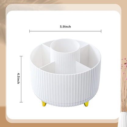 funest Makeup Brush Holder Organizer,360° Rotating Pencil Pen Holder Cup,Desk Accessories,5 Slot Make up Brushes Cup,for Storage Stand for Cosmetics Painting Pen Eyeliner or on The Vanity