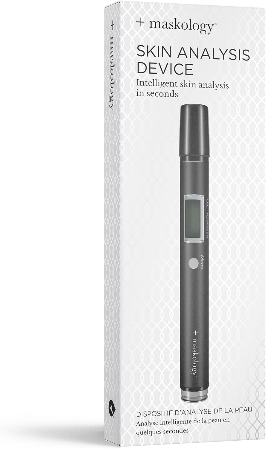 MASKOLOGY Skin Analyser | Skin Analysis Device | Facial Skin Hydration & Oil Analysis Test Pen | Digital Skin Detector Pen with LCD Display | Skin Care Device for Home