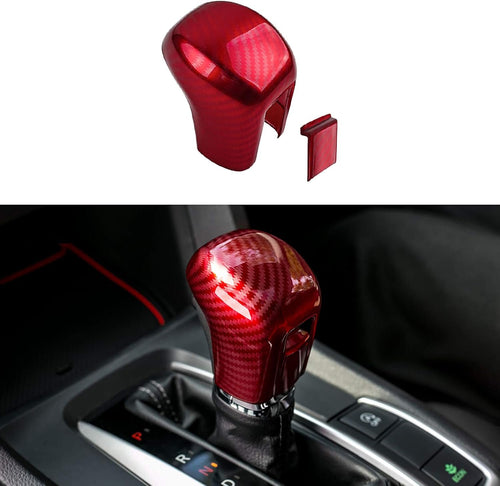 Thenice for 10th Gen Civic Gear Shifting Knob Cover CVT Automatic Transmission Lever Trim Interior Accessories Compatible with Honda Civic 2021 2020 2019 2018 2017 2016 -Red