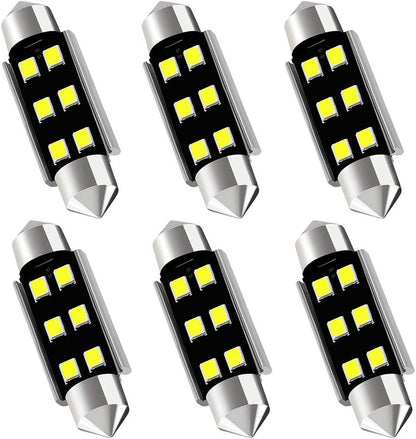 AUXLIGHT 211-2 212-2 578 569 214-2 41MM 1.61”Festoon Canbus Error Free LED Interior Light Bulbs 6000K Xenon White, Super Bright 6SMD Chips for Dome Map Door Courtesy License Plate Lights (Pack of 6)