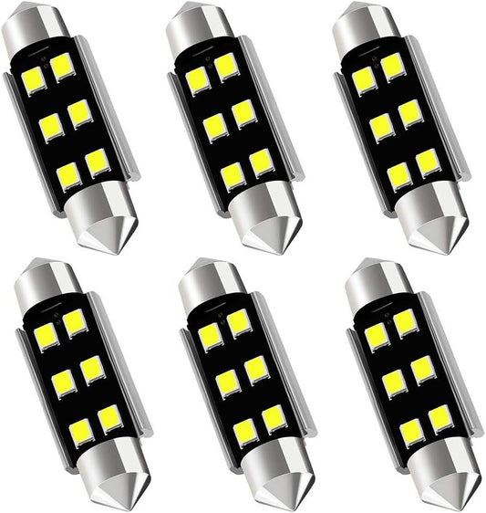 AUXLIGHT 211-2 212-2 578 569 214-2 41MM 1.61”Festoon Canbus Error Free LED Interior Light Bulbs 6000K Xenon White, Super Bright 6SMD Chips for Dome Map Door Courtesy License Plate Lights (Pack of 6)