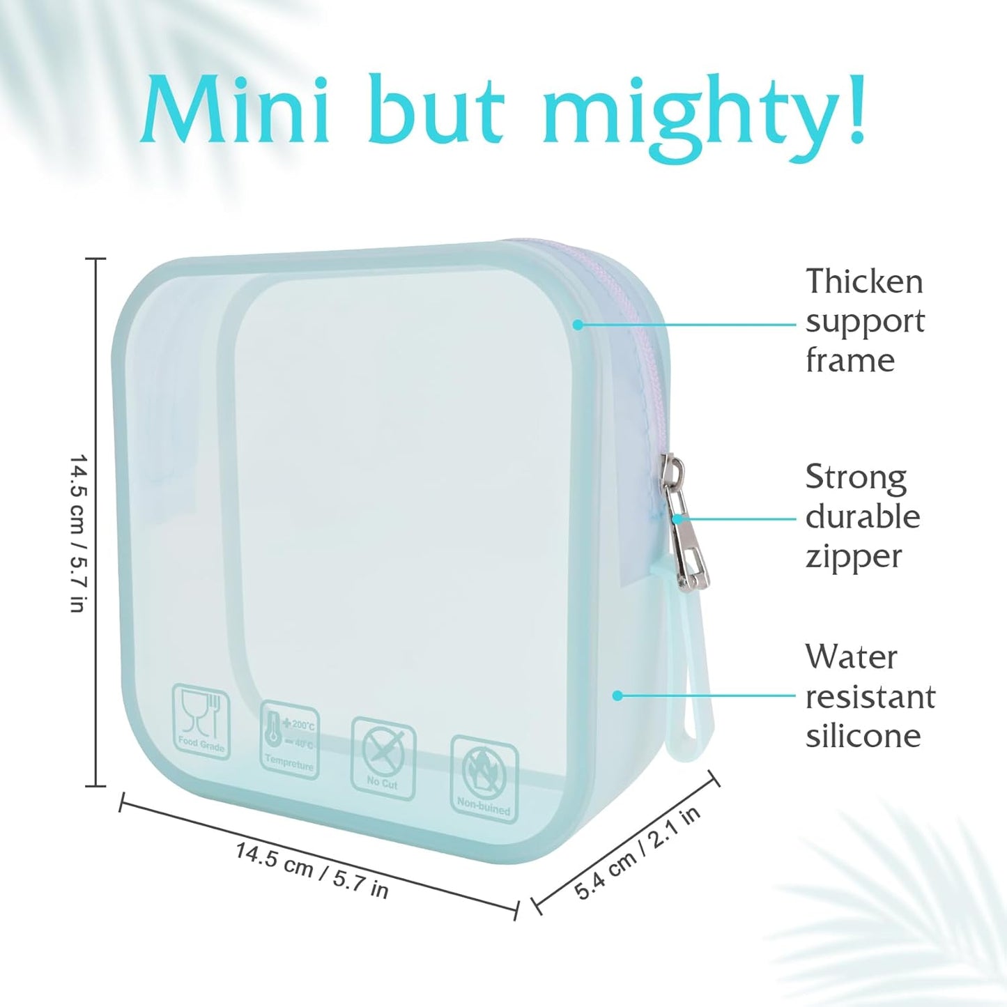 DUMING-IN Silicone Makeup Bag, Portable Travel Cosmetic Bag for Women, Clear Washable Versatile Zipper Toiletry Bag, Reusable Storage Bags for Toiletries, Cosmetics, Food, Travel Small Items, Blue,