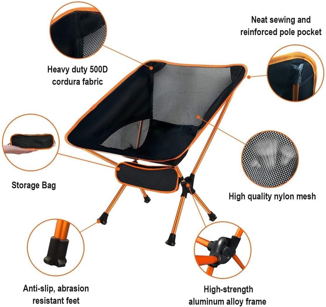 BBTEQEKN Lightweight Portable Folding Camping Chairs, 2 Pack Lawn Chairs, Portable Camping Folding Chair for Camping Hiking Beach Lawn Picnic Travel, Outdoor Chairs
