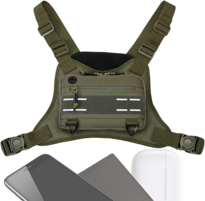 Chest Bag, Front Vest Training Pack, Adjustable Outdoor Running Pouch, Lightweight Gear Holder, Mobile Devices and Accessories for Jogging, Workout, Backpacking, Training, Travel