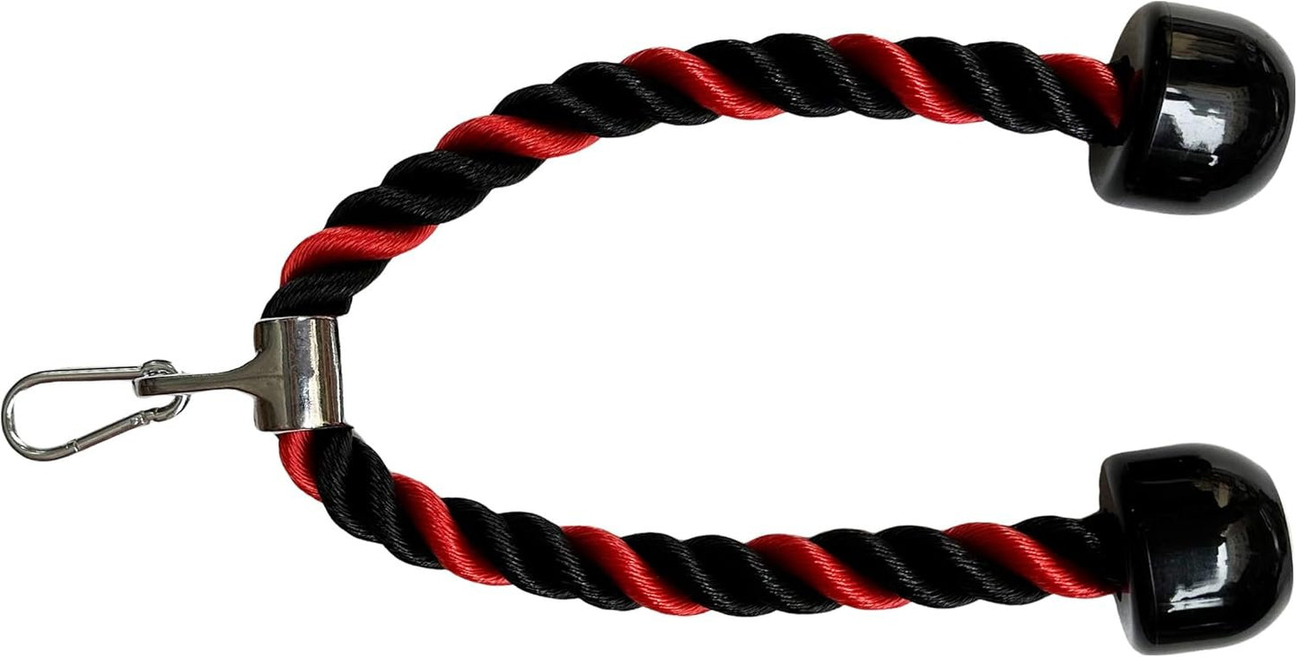 Deluxe Tricep Rope Pull Down - 27 INCH Rope Length, Easy to Grip & Non Slip Cable Attachment
