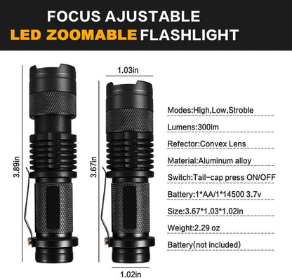 3 Pack Red Green Blue Light Bright Small Flashlights, LED Mini Flashlight High Lumens Pen Light with 3 Modes, Zoomable Torch with Clip, Flash Light for Camping,Outdoor,Emergency