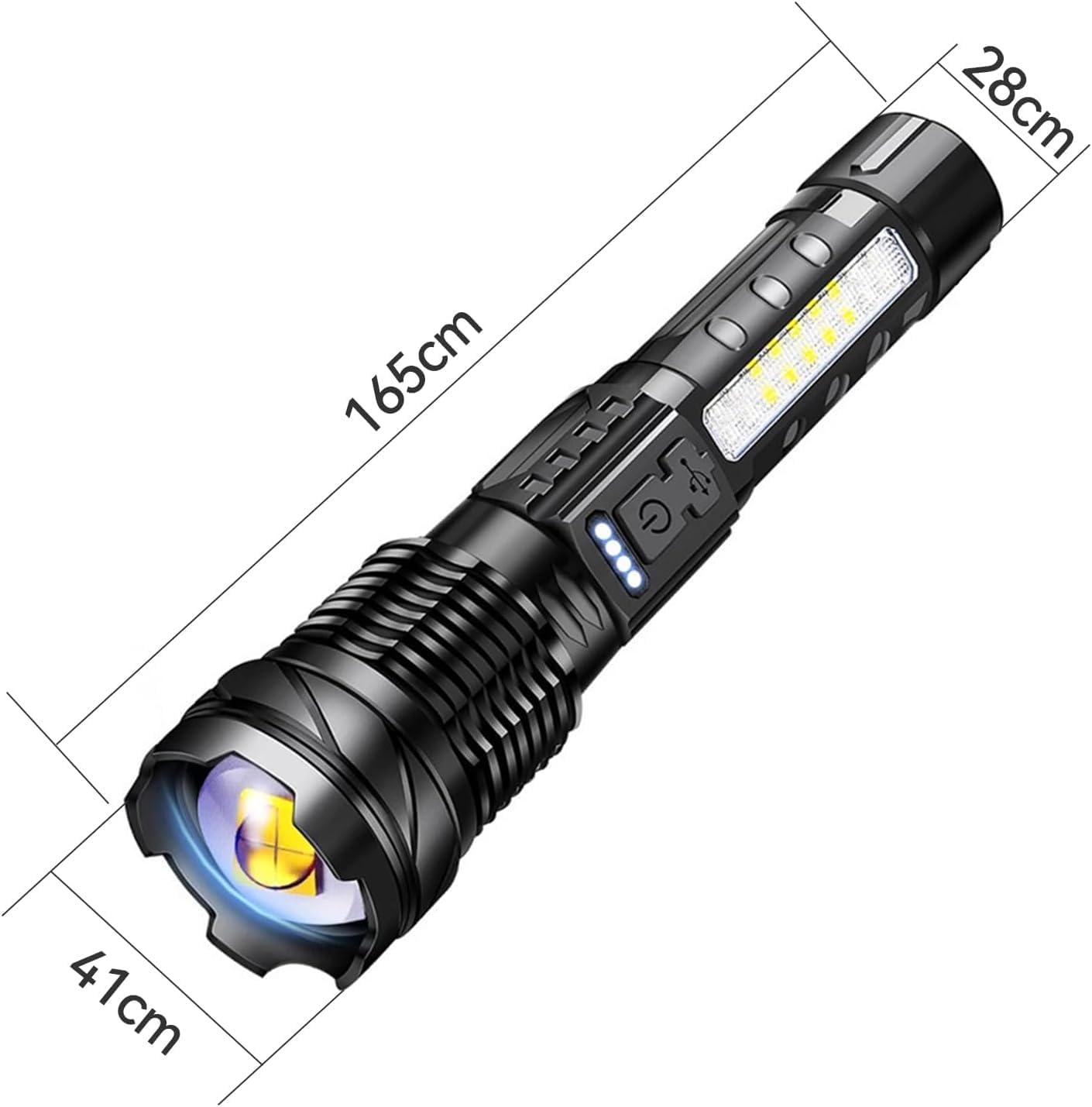Clearhill High Power 1000 Lumen Tactical Flashlight - USB Rechargeable, 5 Modes, Waterproof, Ideal for Emergency, Outdoor, Camping (Black)
