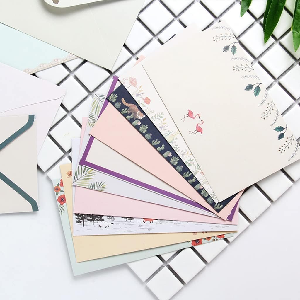 Fulanfudi 81pcs Stationary Paper and Envelopes Set, Contain 54 Stationery Paper and 27 envelopes, Writing Paper Stationery Set, 9 Different Style